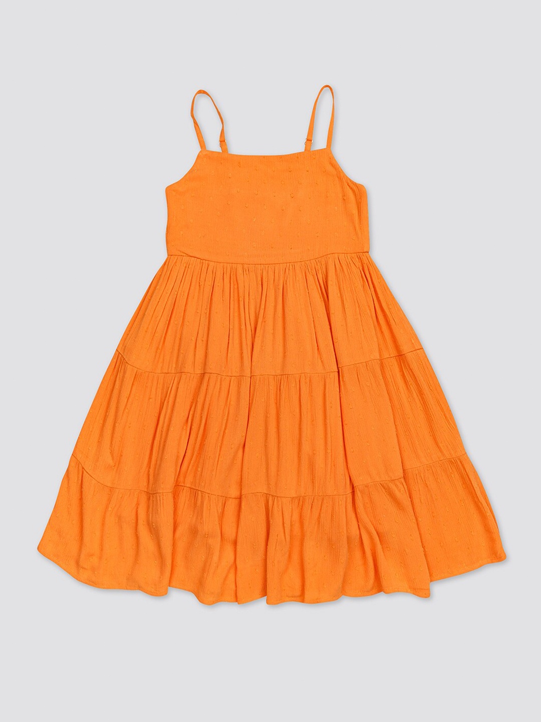 

H By Hamleys Girls Shoulder Straps Tiered A-Line Dress, Orange