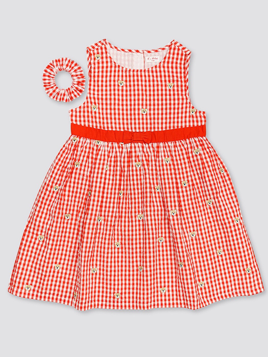 

H By Hamleys Girls Checked Pure Cotton Fit & Flare Dress, Red