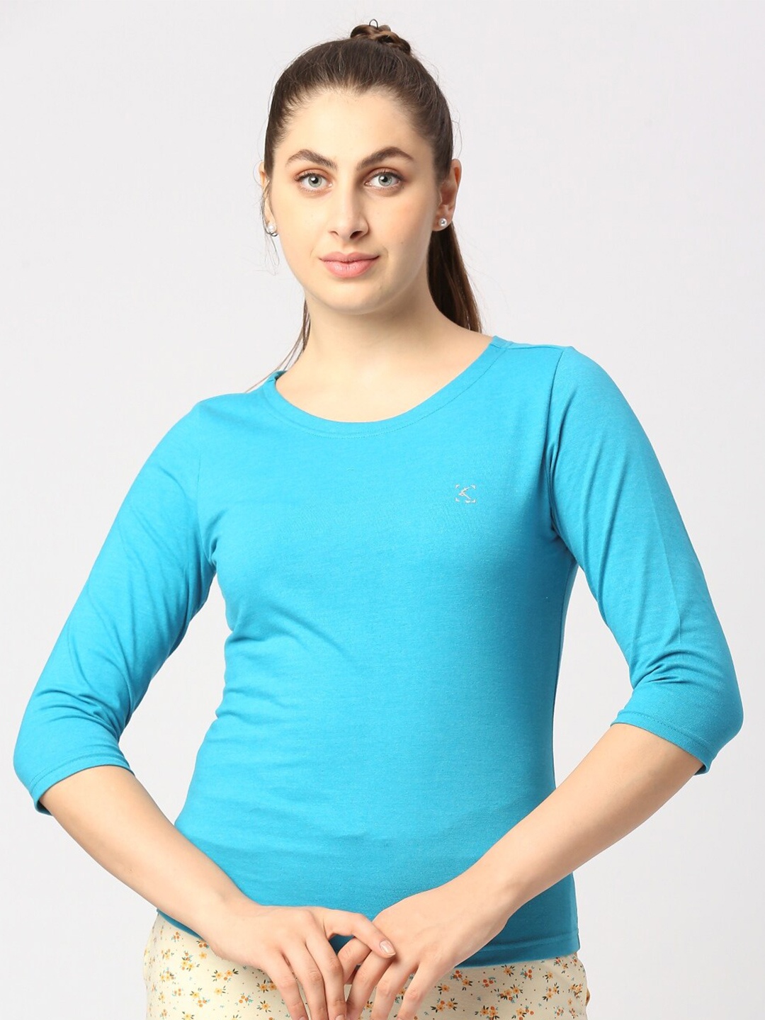 

Lovable Sport Round Neck Casual Knitted T-shirt, Sea green