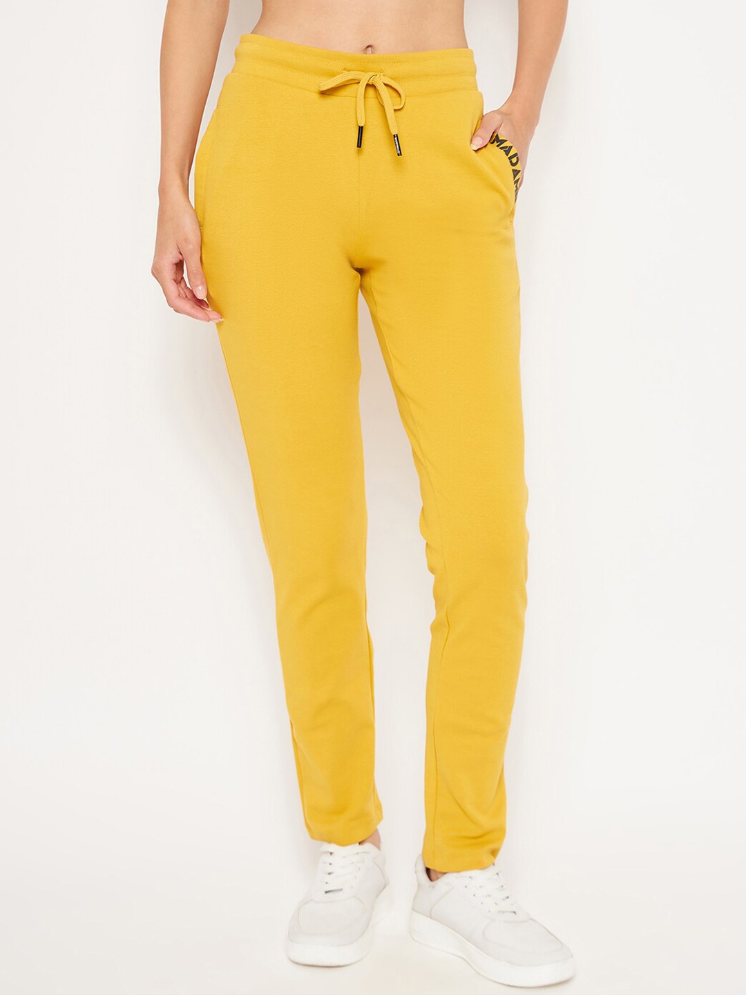 

Madame Women Cotton Track Pants, Mustard