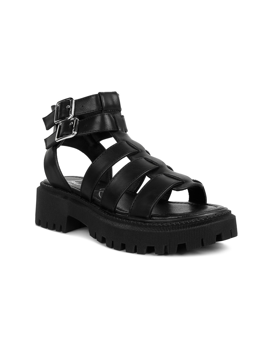 

London Rag Strappy Open Toe Platform Heel Gladiators, Black