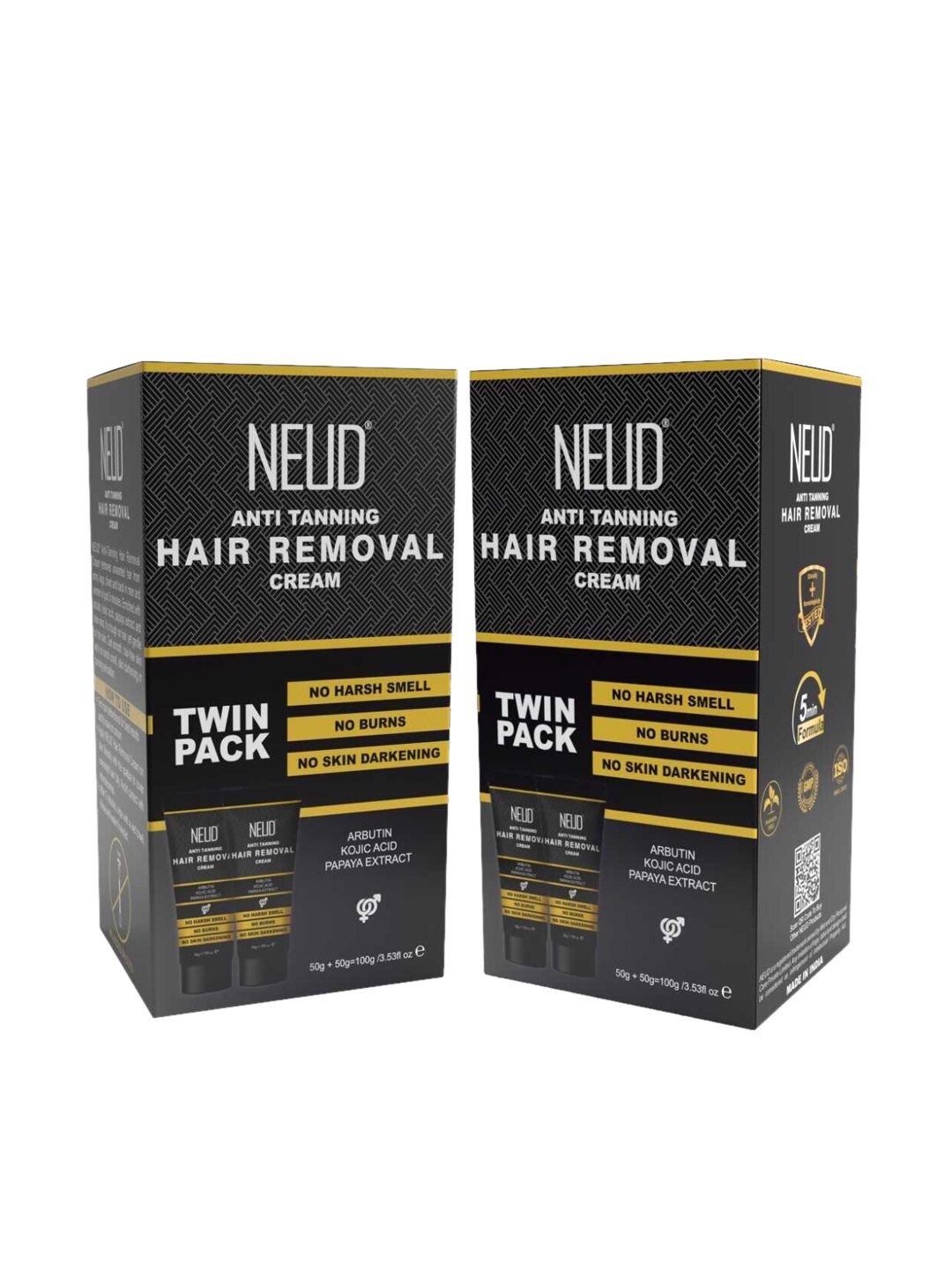 

NEUD Set of 2 Anti-Tan Hair Removal Cream -50g Each, Black