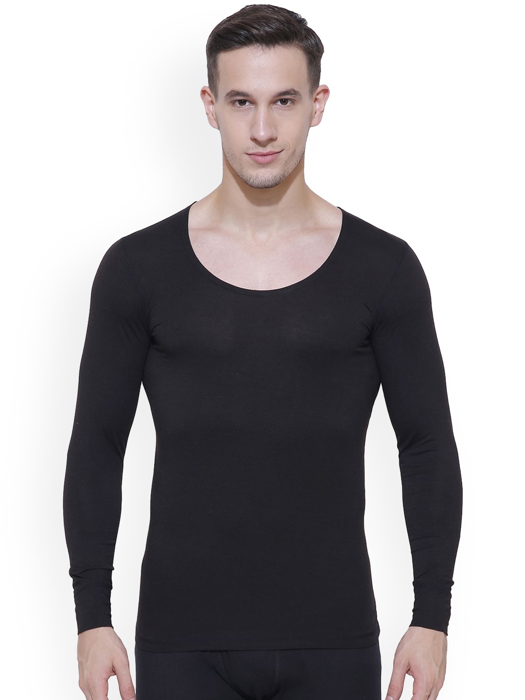 

Bodycare Round Neck Moisture Wicking Wool Thermal Top, Black