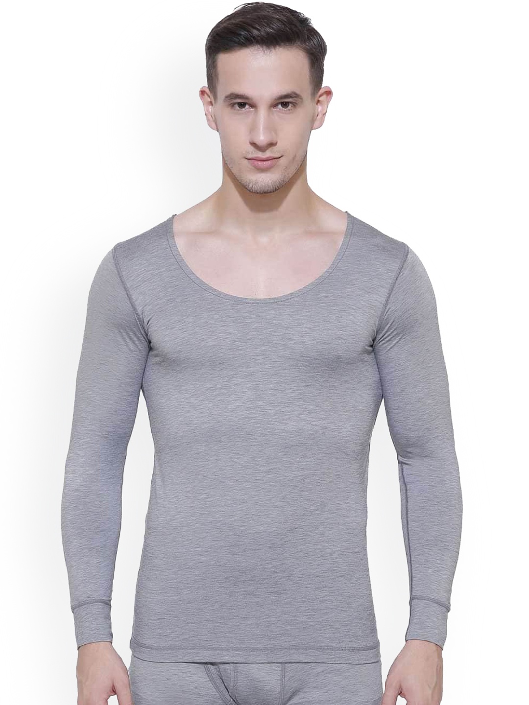 

Bodycare Round Neck Moisture Wicking Wool Thermal Top, Grey