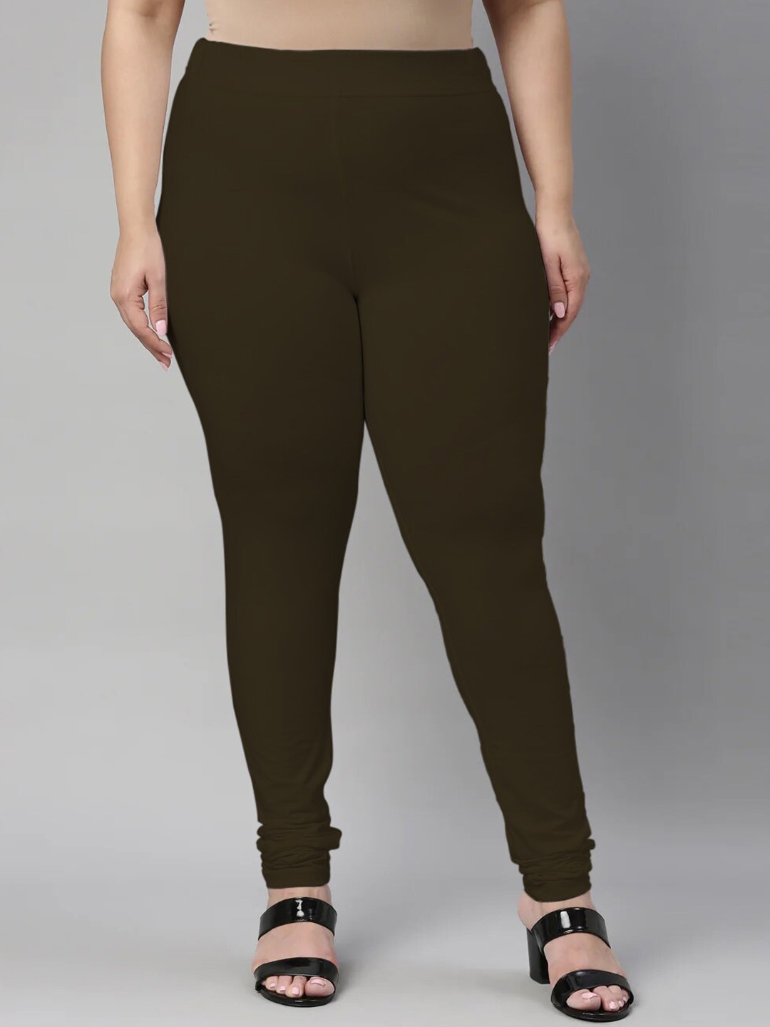 

SANADO Plus Size Churidar Length Leggings, Olive