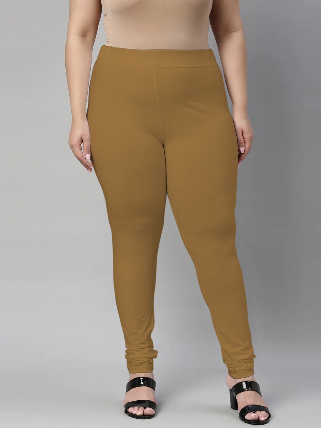 

SANADO Plus Size Churidar Length Leggings, Brown