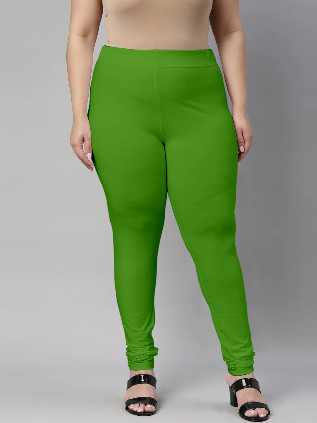 

SANADO Plus Size Churidar Length Leggings, Green