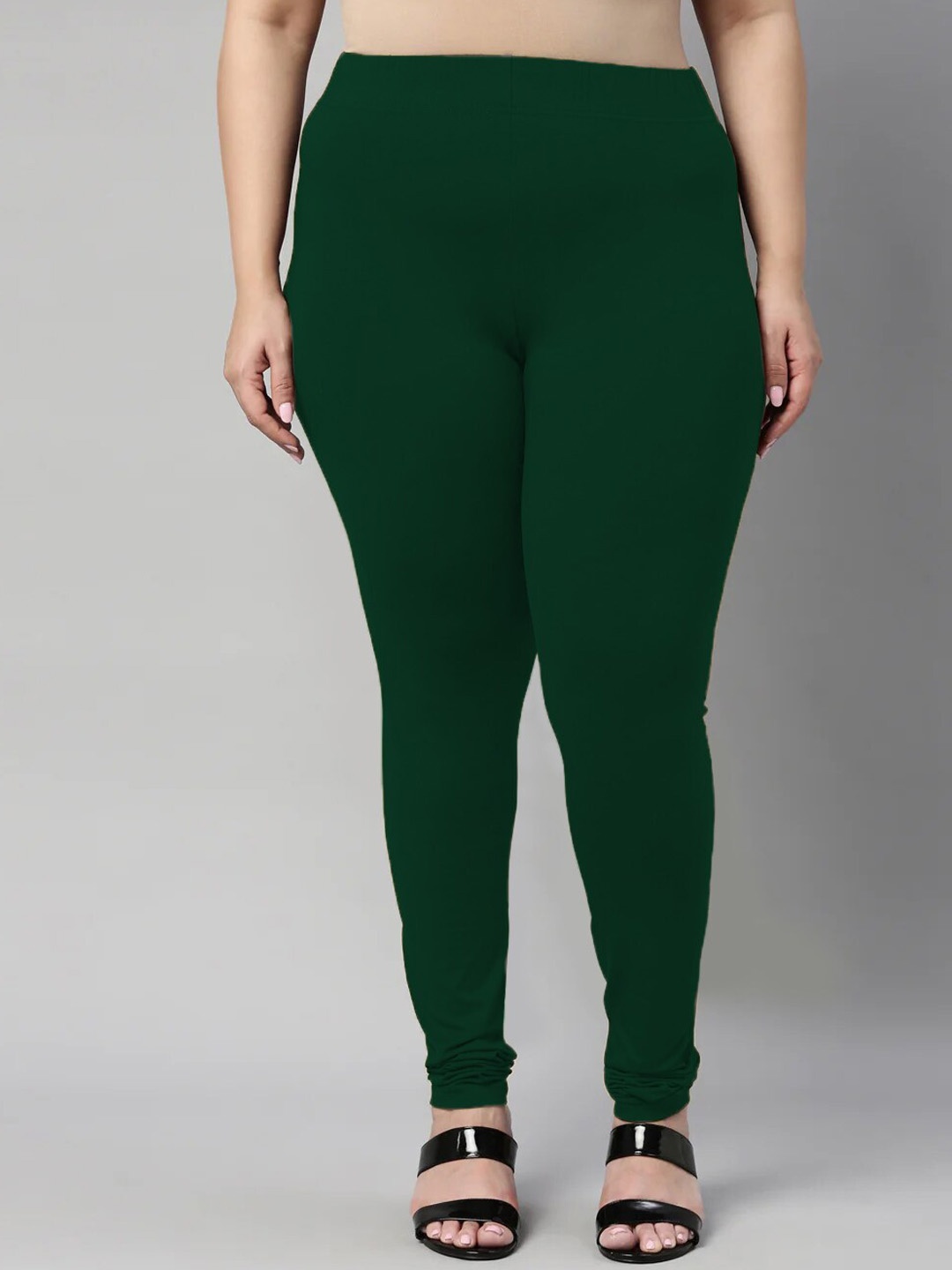 

SANADO Plus Size Churidar Length Leggings, Green
