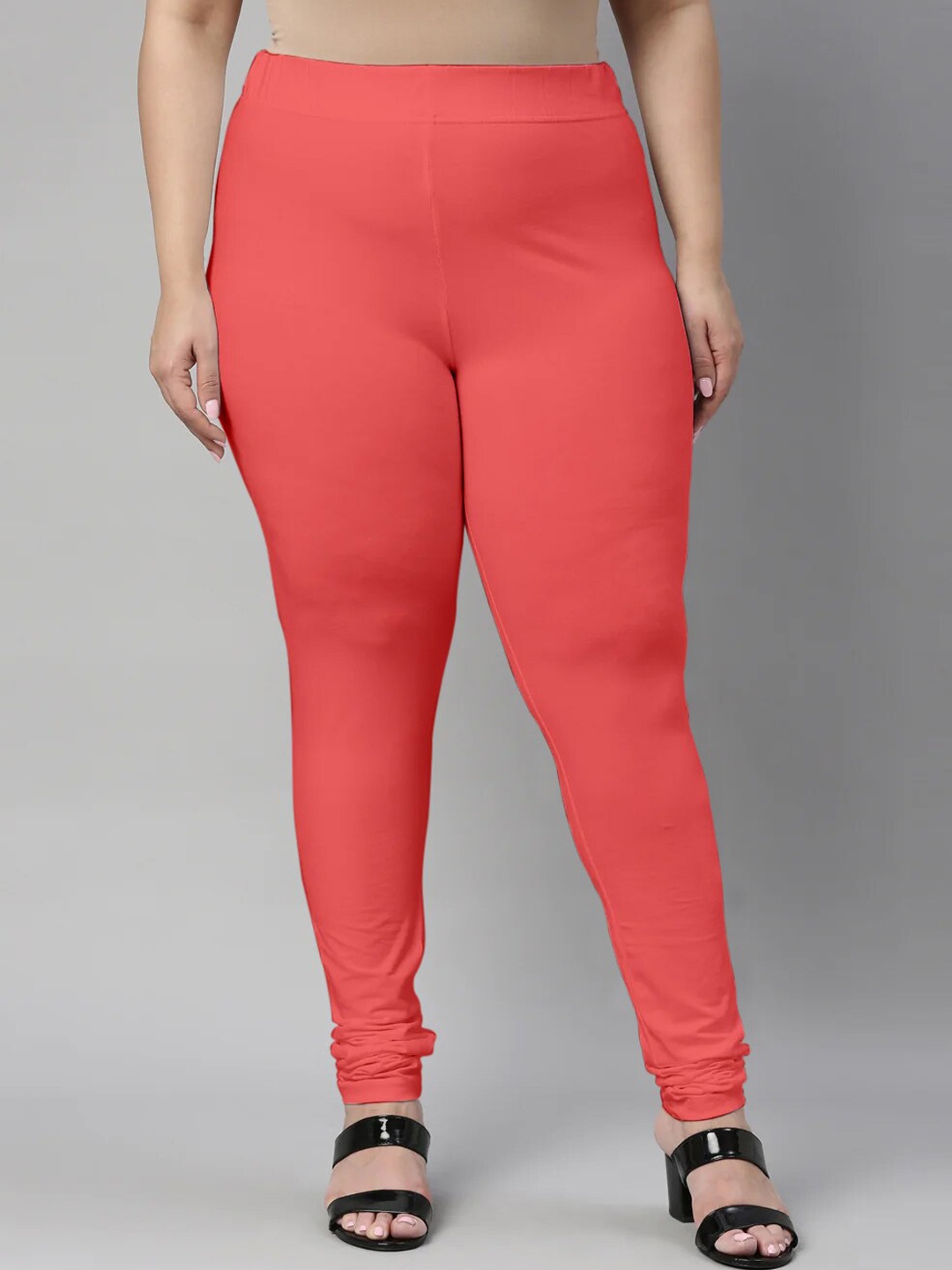 

SANADO Plus Size Churidar Length Leggings, Coral