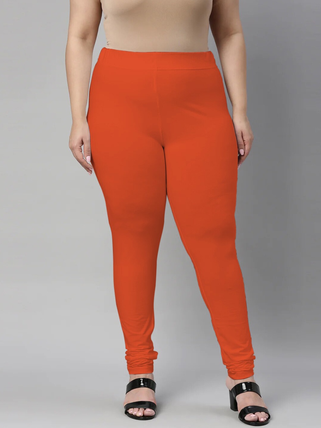 

SANADO Plus Size Churidar Length Leggings, Red