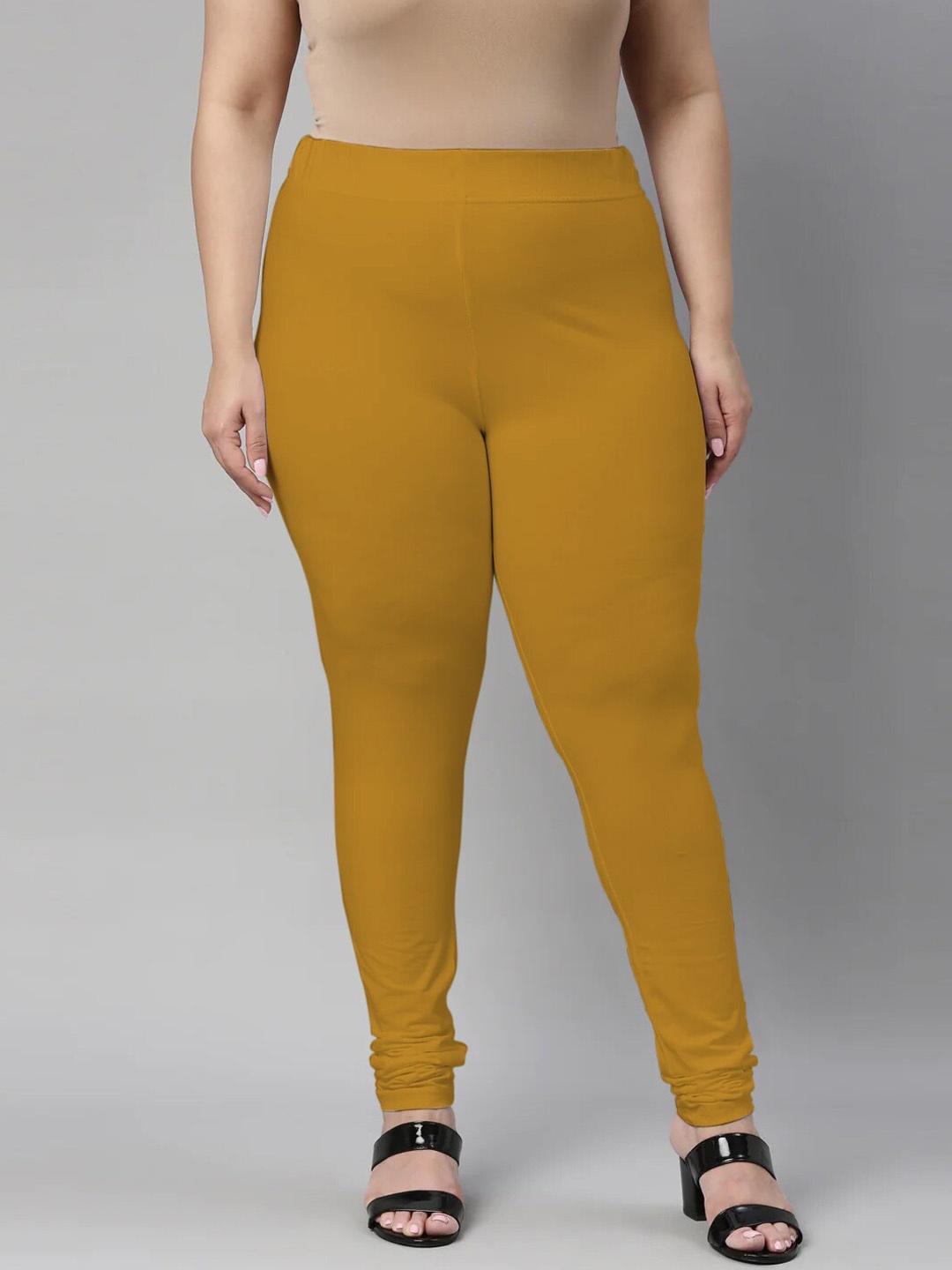 

SANADO Plus Size Churidar Length Leggings, Mustard