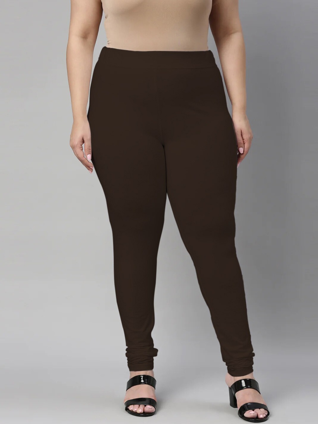 

SANADO Plus Size Churidar Length Leggings, Brown