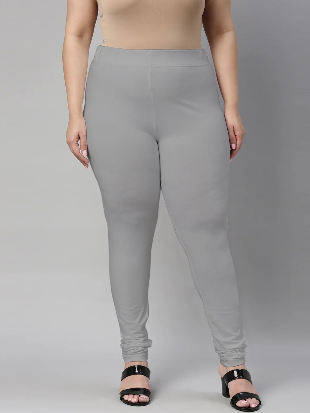 

SANADO Plus Size Churidar Length Leggings, Grey