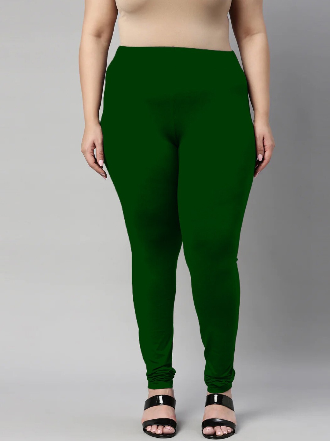 

SANADO Plus Size Churidar Length Leggings, Green