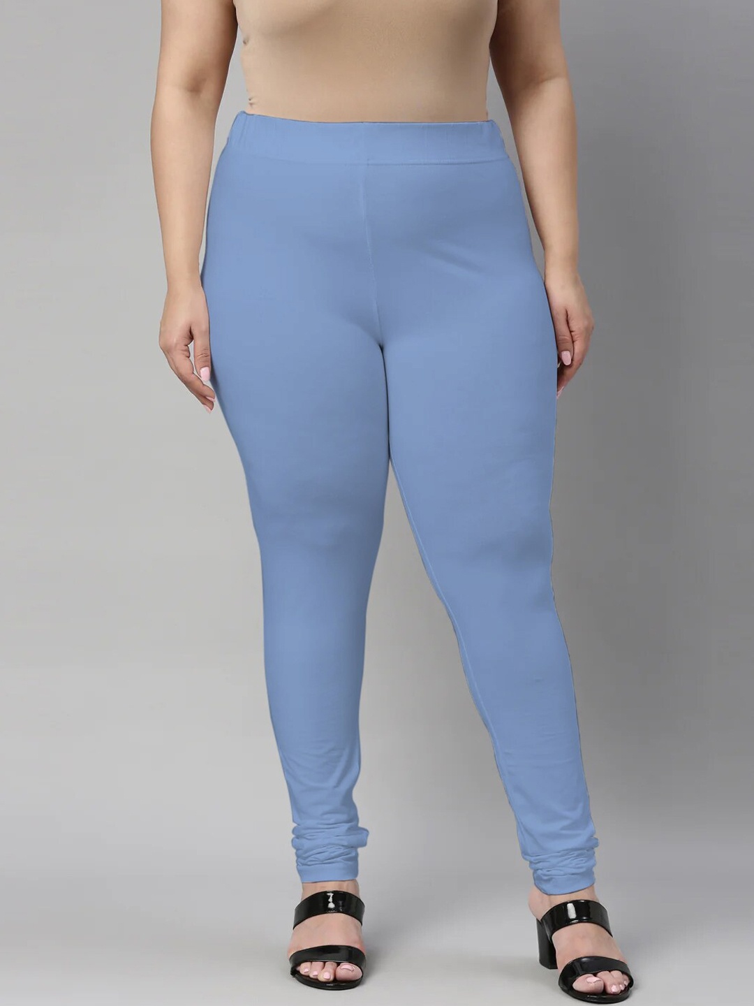 

SANADO Plus Size Churidar Length Leggings, Blue