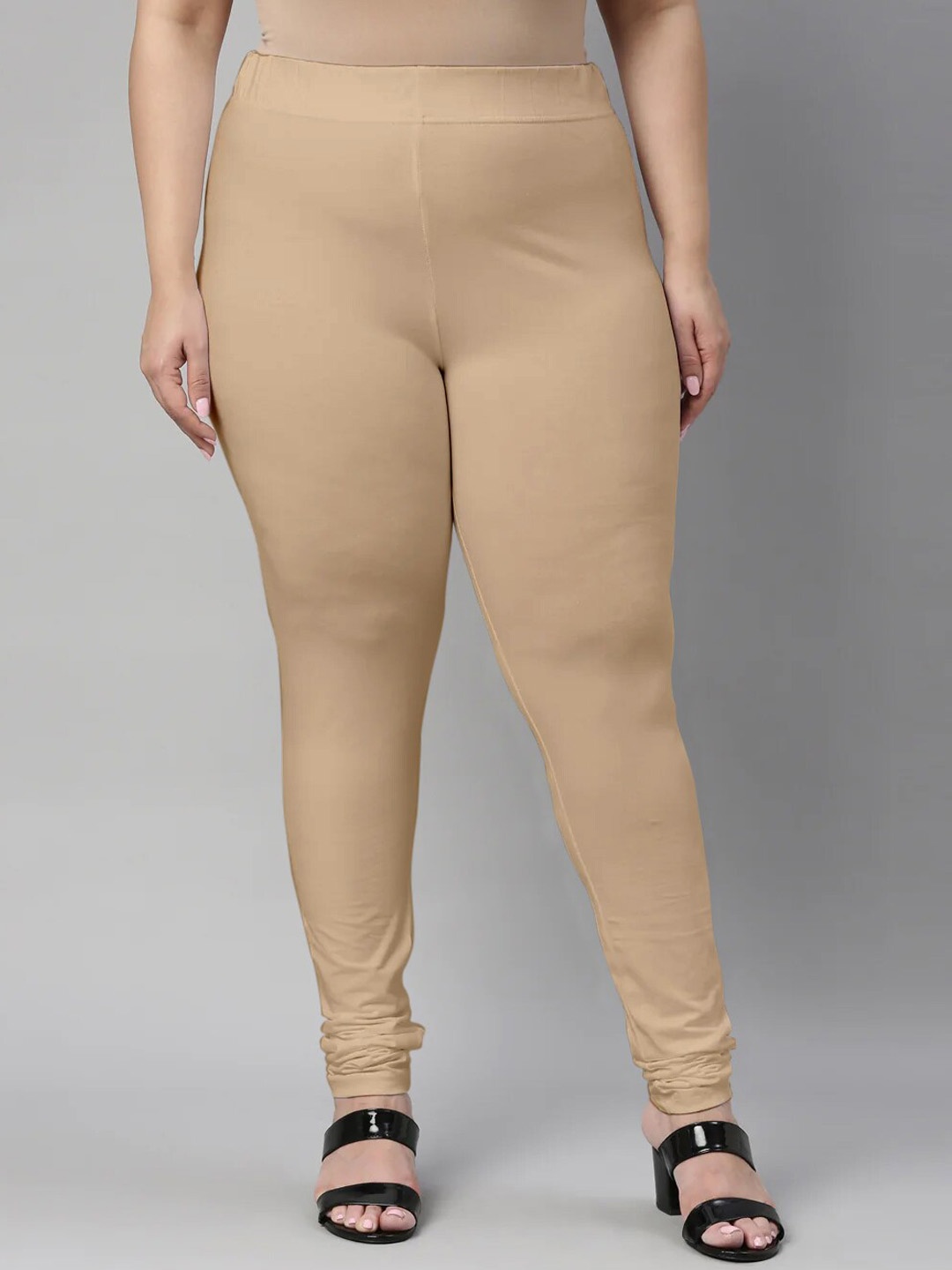 

SANADO Plus Size Churidar Length Leggings, Beige