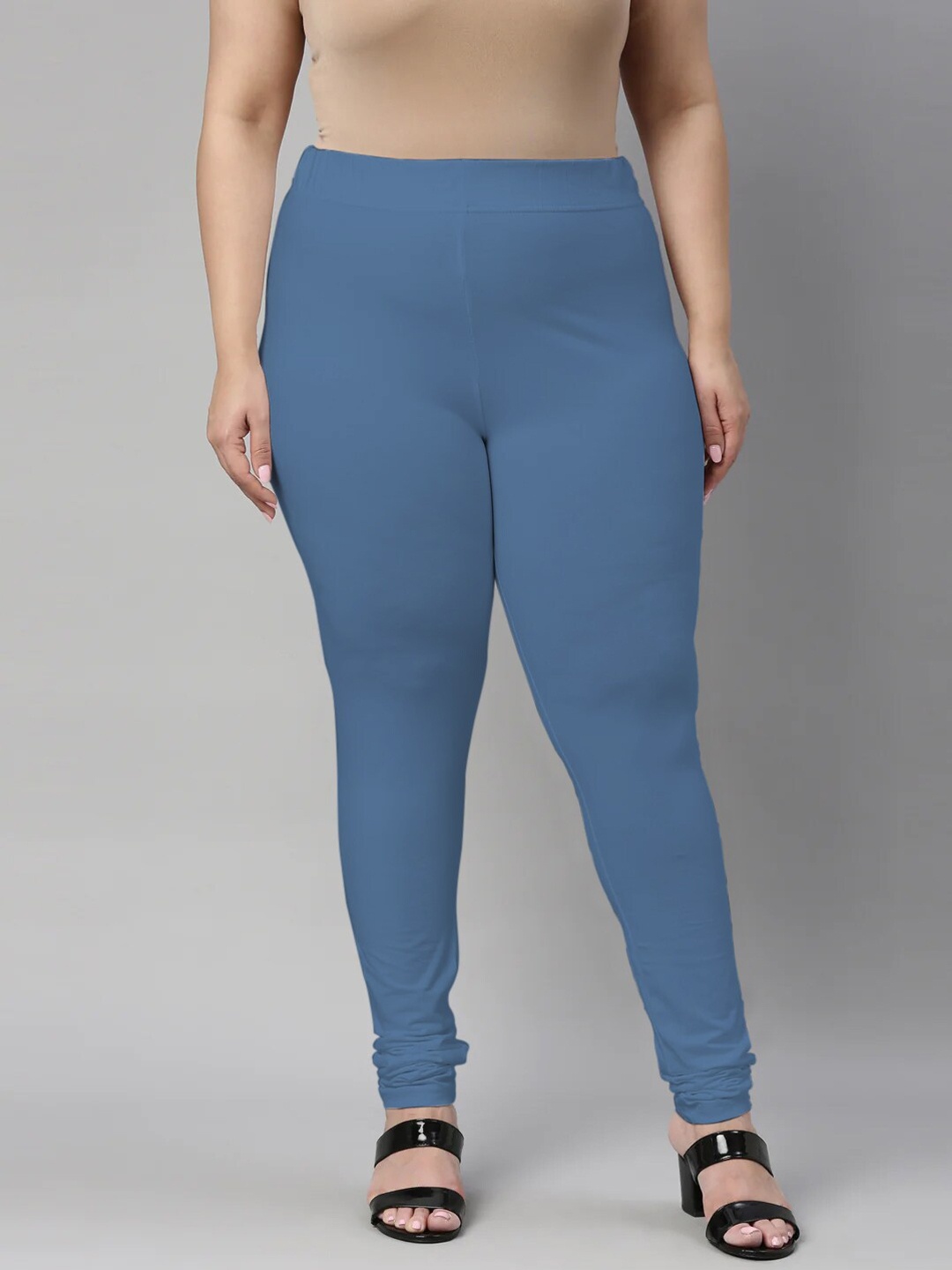 

SANADO Plus Size Churidar Length Leggings, Blue