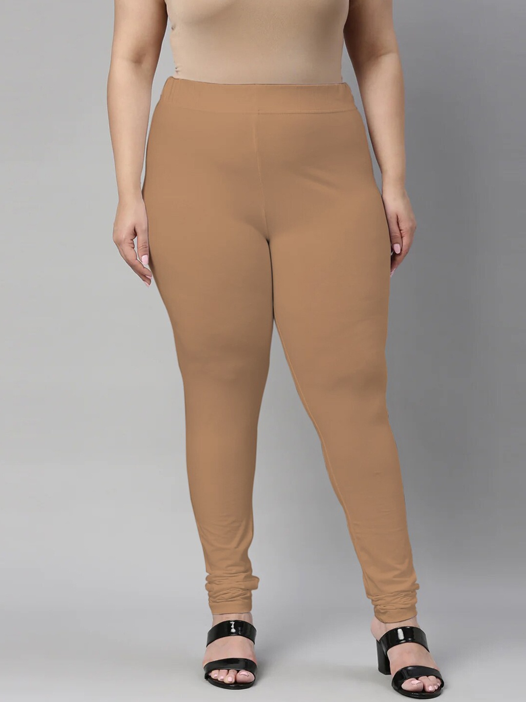 

SANADO Plus Size Churidar Length Leggings, Beige