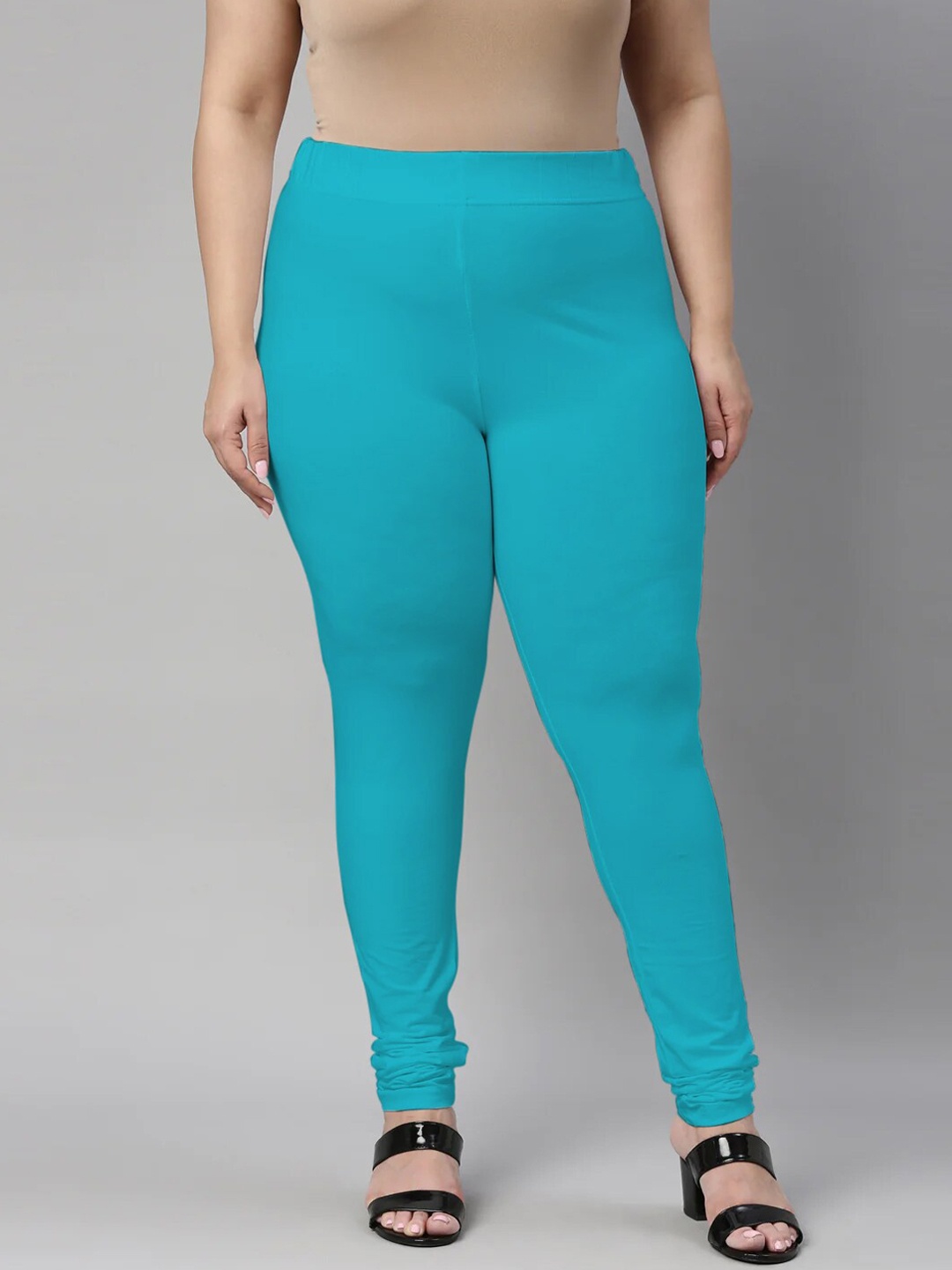 

SANADO Plus Size Churidar Length Leggings, Blue