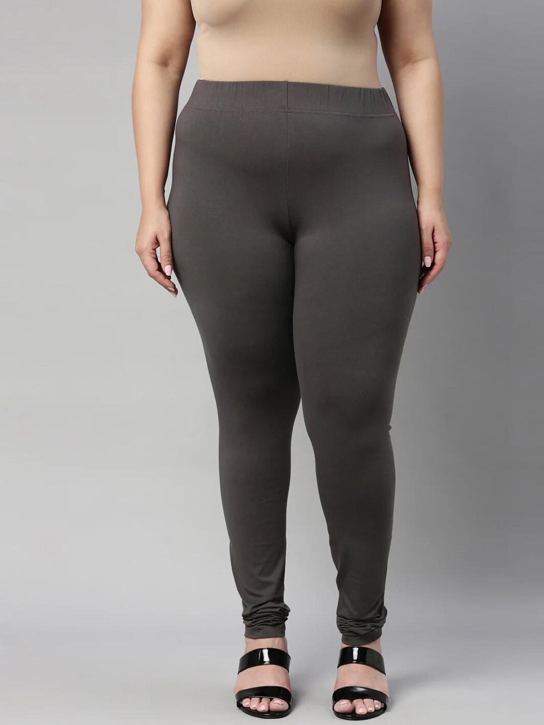 

SANADO Plus Size Churidar Length Leggings, Grey