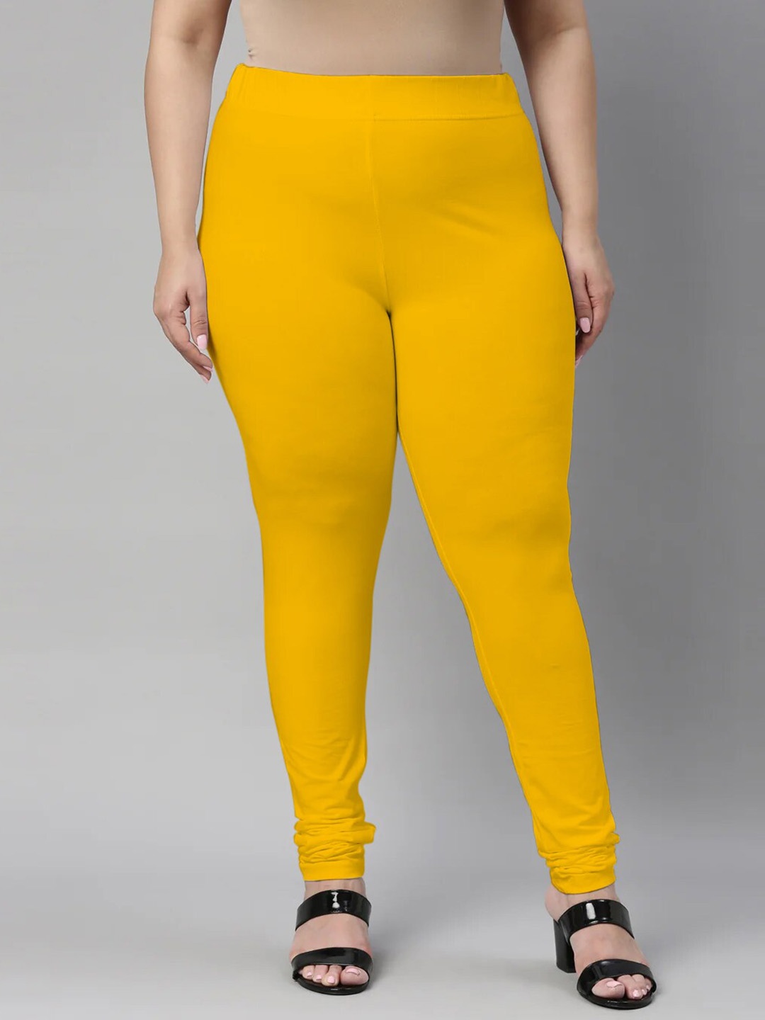 

SANADO Plus Size Churidar Length Leggings, Yellow