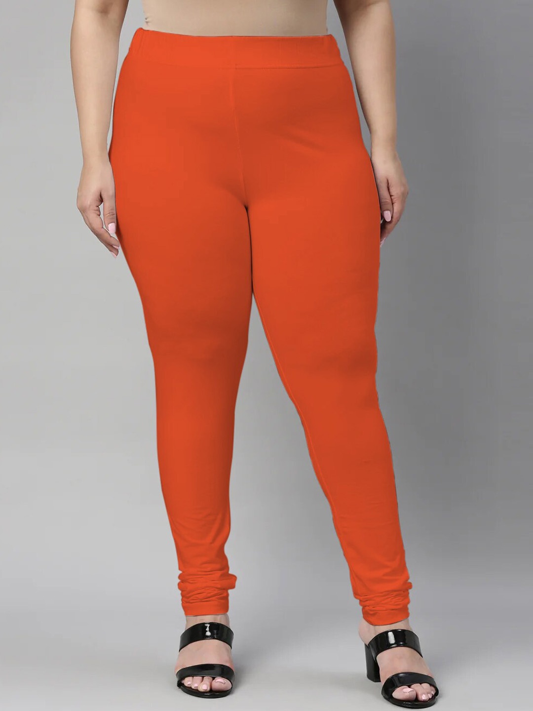 

SANADO Plus Size Churidar Length Leggings, Orange