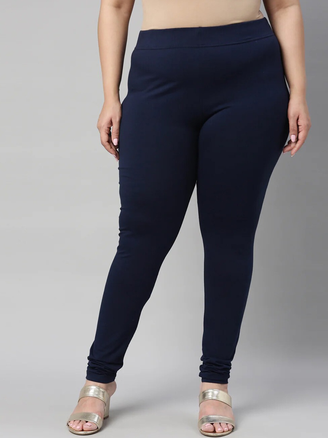

SANADO Plus Size Churidar Length Leggings, Blue