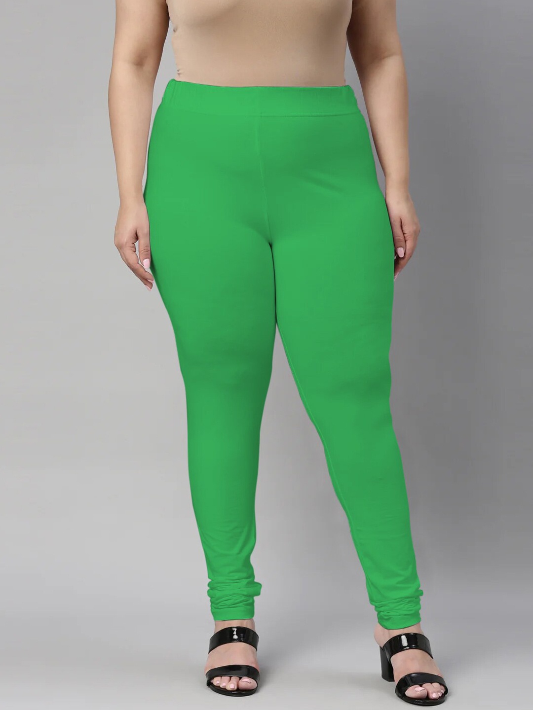 

SANADO Plus Size Churidar Length Leggings, Green