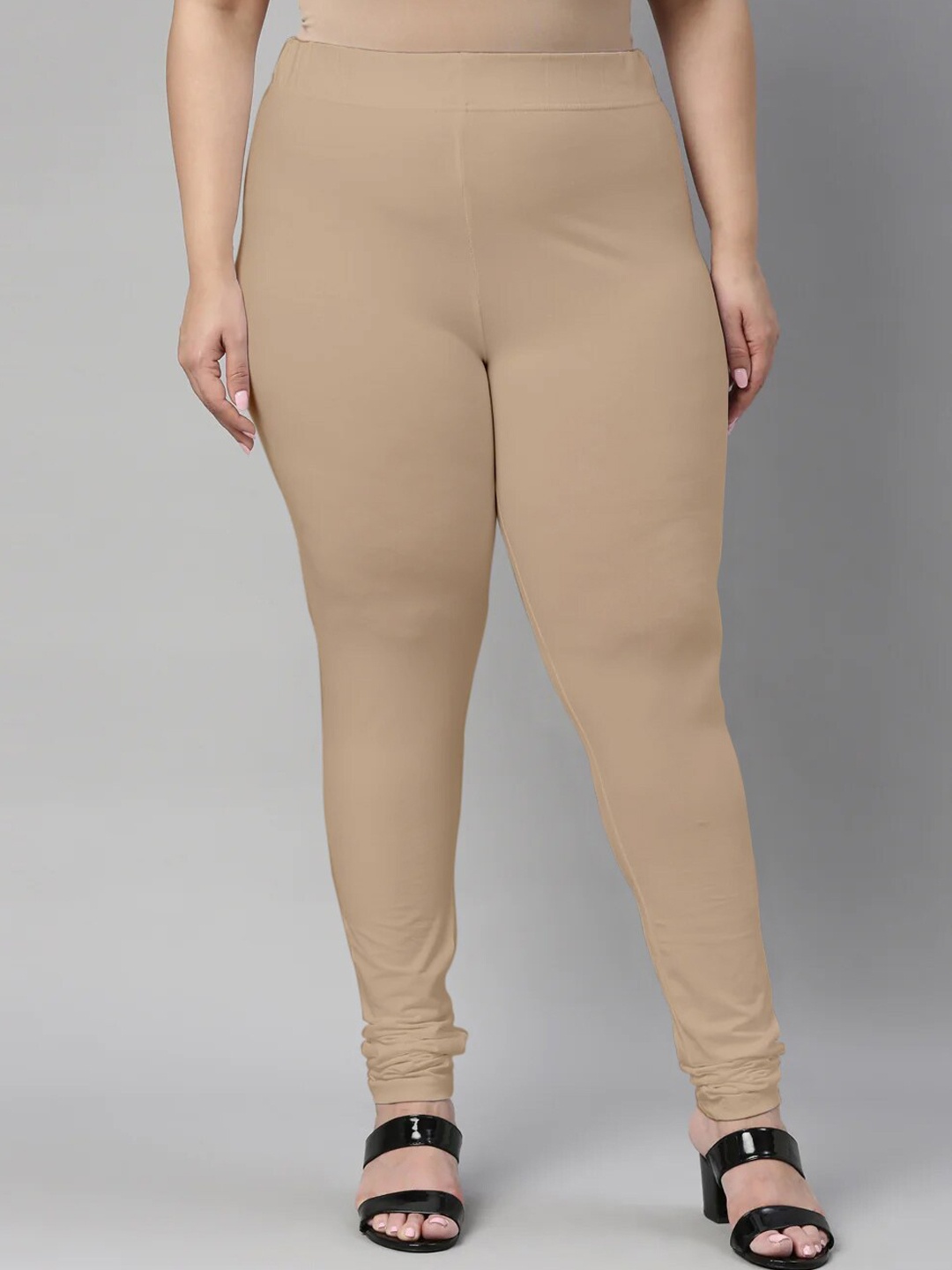 

SANADO Plus Size Churidar Length Leggings, Beige