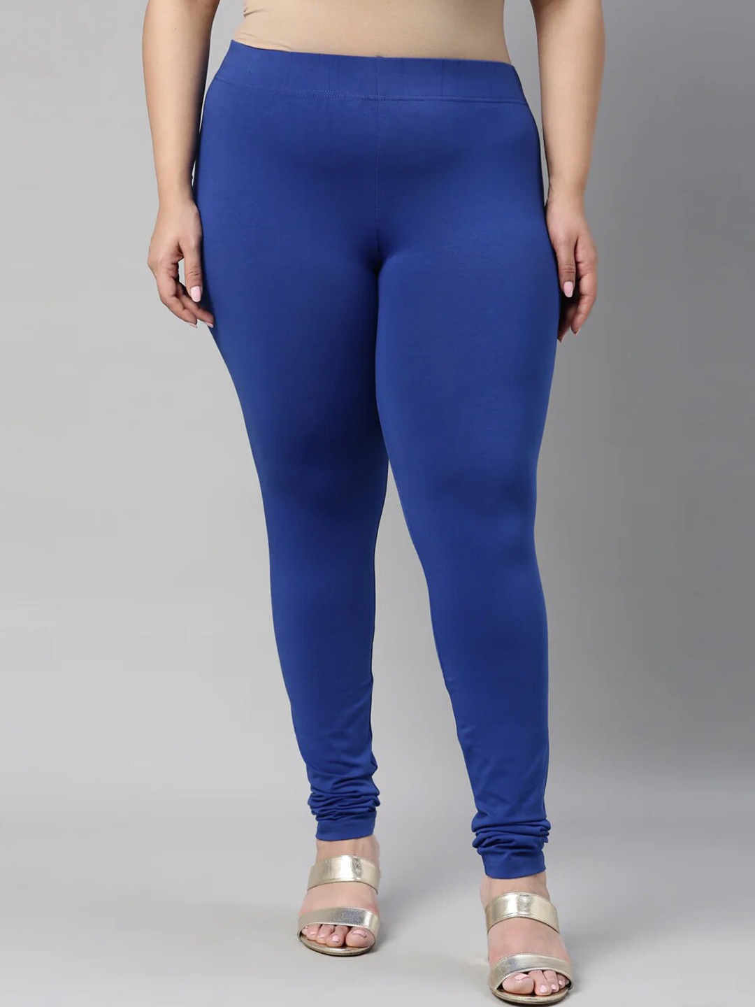

SANADO Plus Size Churidar Length Leggings, Blue