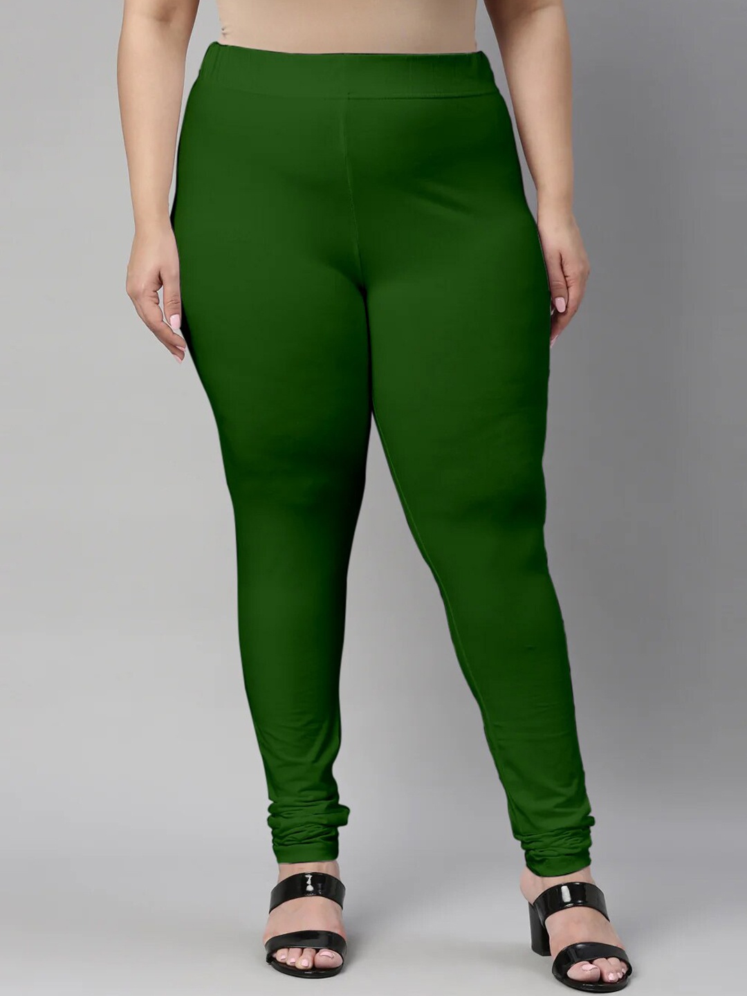 

SANADO Plus Size Churidar Length Leggings, Green