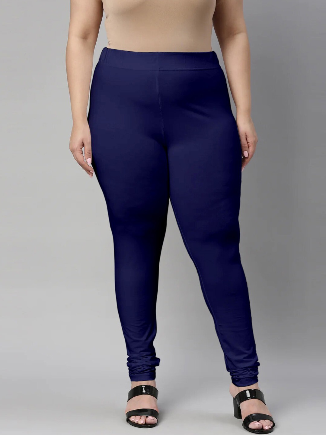 

SANADO Plus Size Churidar Length Leggings, Blue