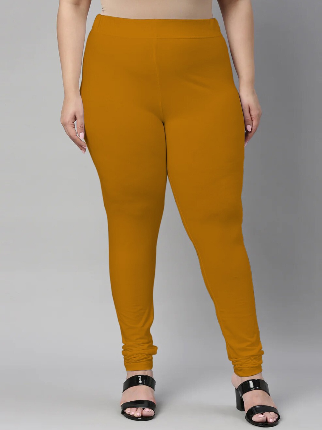 

SANADO Plus Size Churidar Length Leggings, Mustard