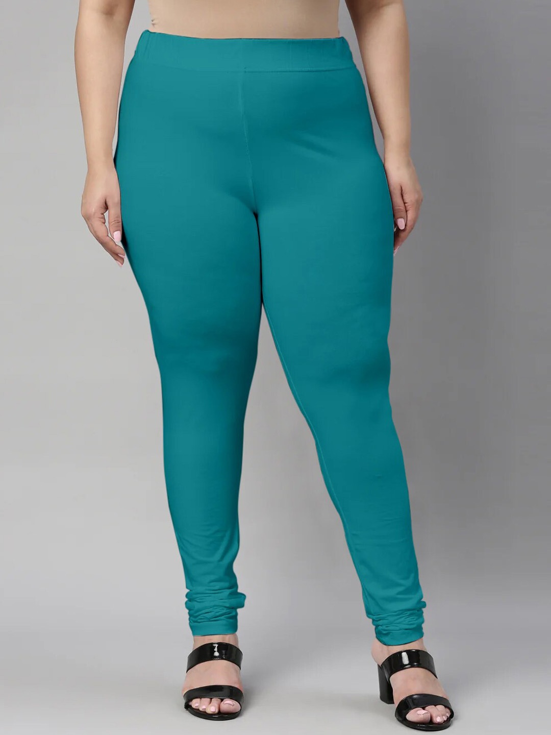 

SANADO Plus Size Churidar Length Leggings, Blue