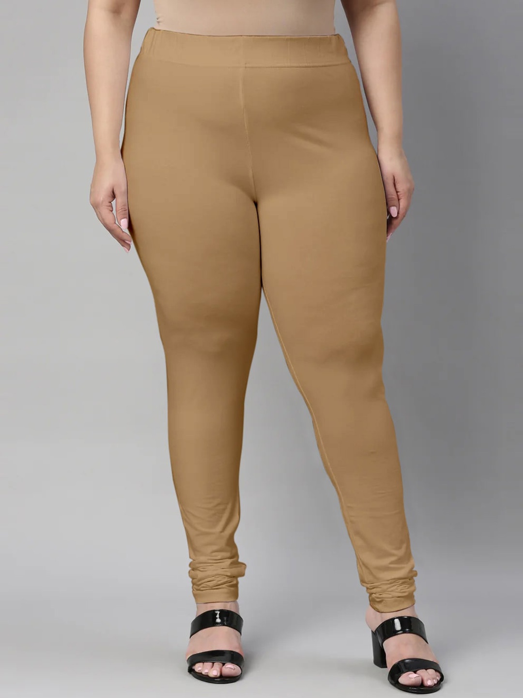 

SANADO Plus Size Churidar Length Leggings, Camel brown