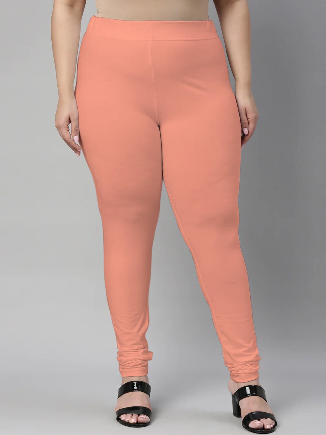 

SANADO Plus Size Churidar Length Leggings, Peach