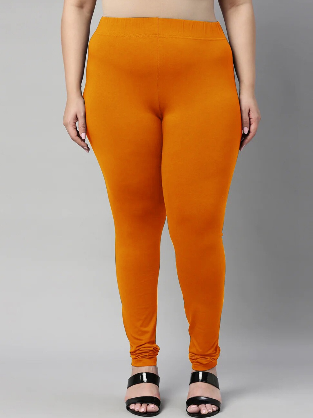 

SANADO Plus Size Churidar Length Leggings, Orange