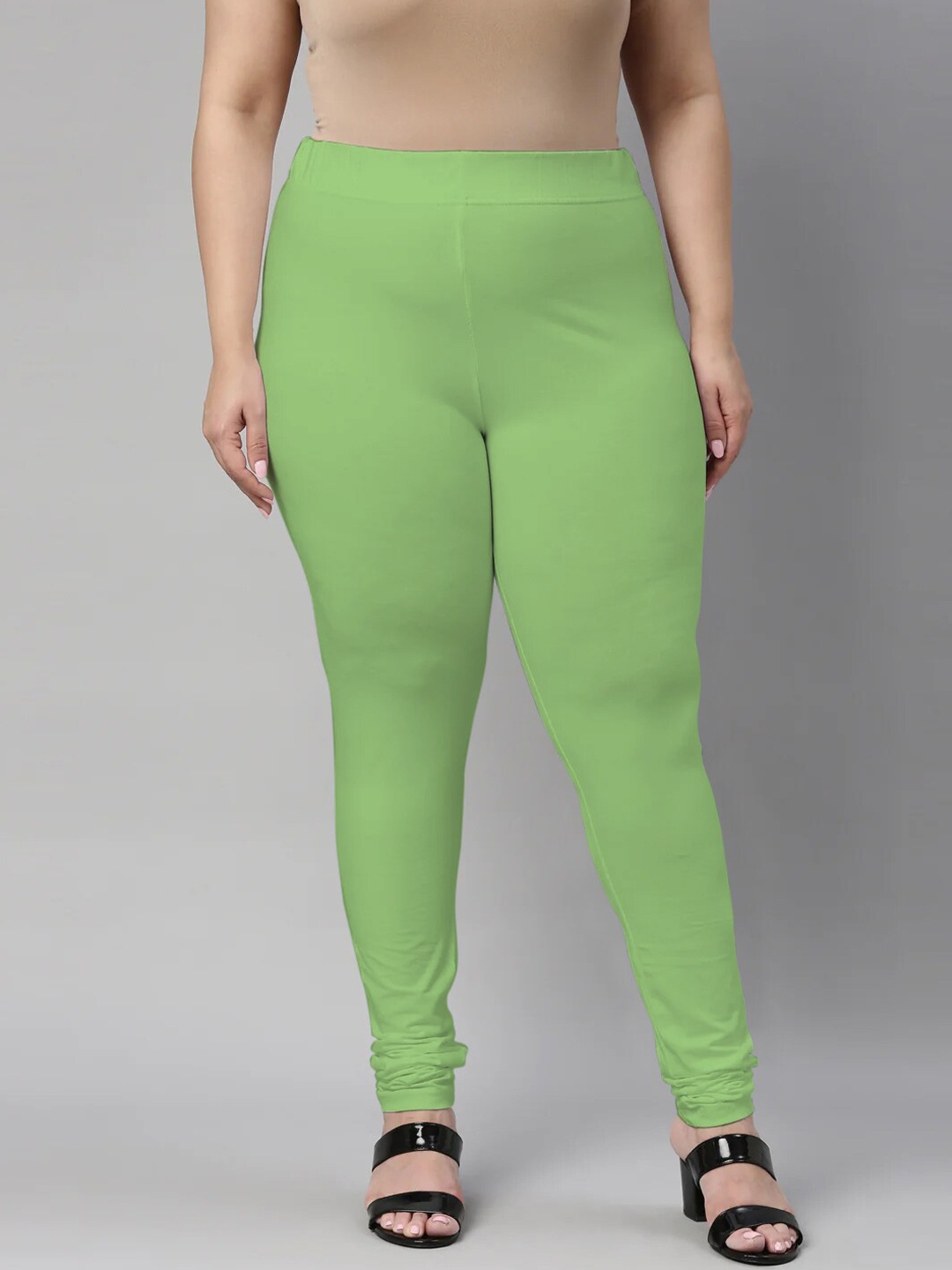 

SANADO Plus Size Churidar Length Leggings, Green