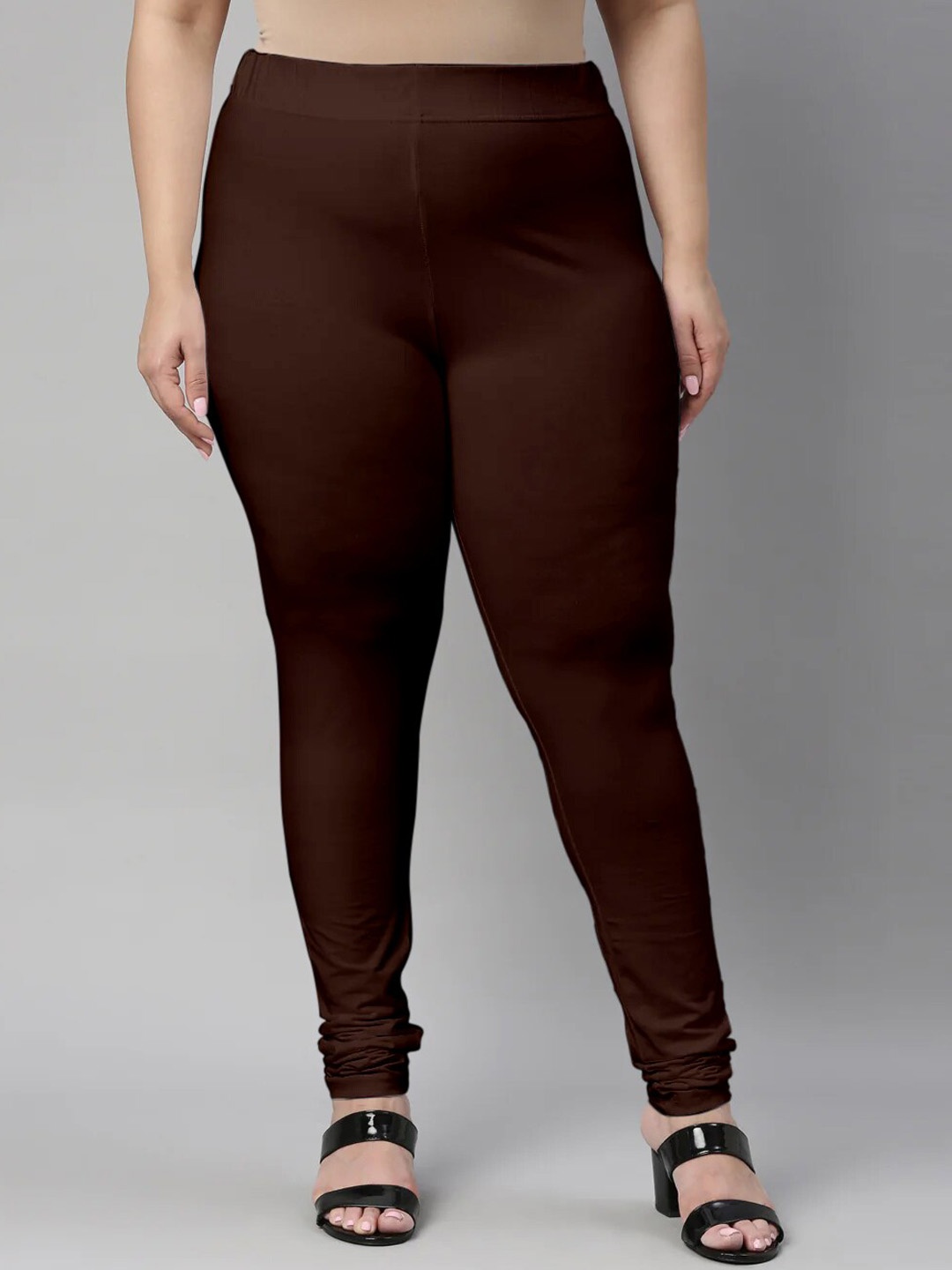 

SANADO Plus Size Churidar Length Leggings, Brown