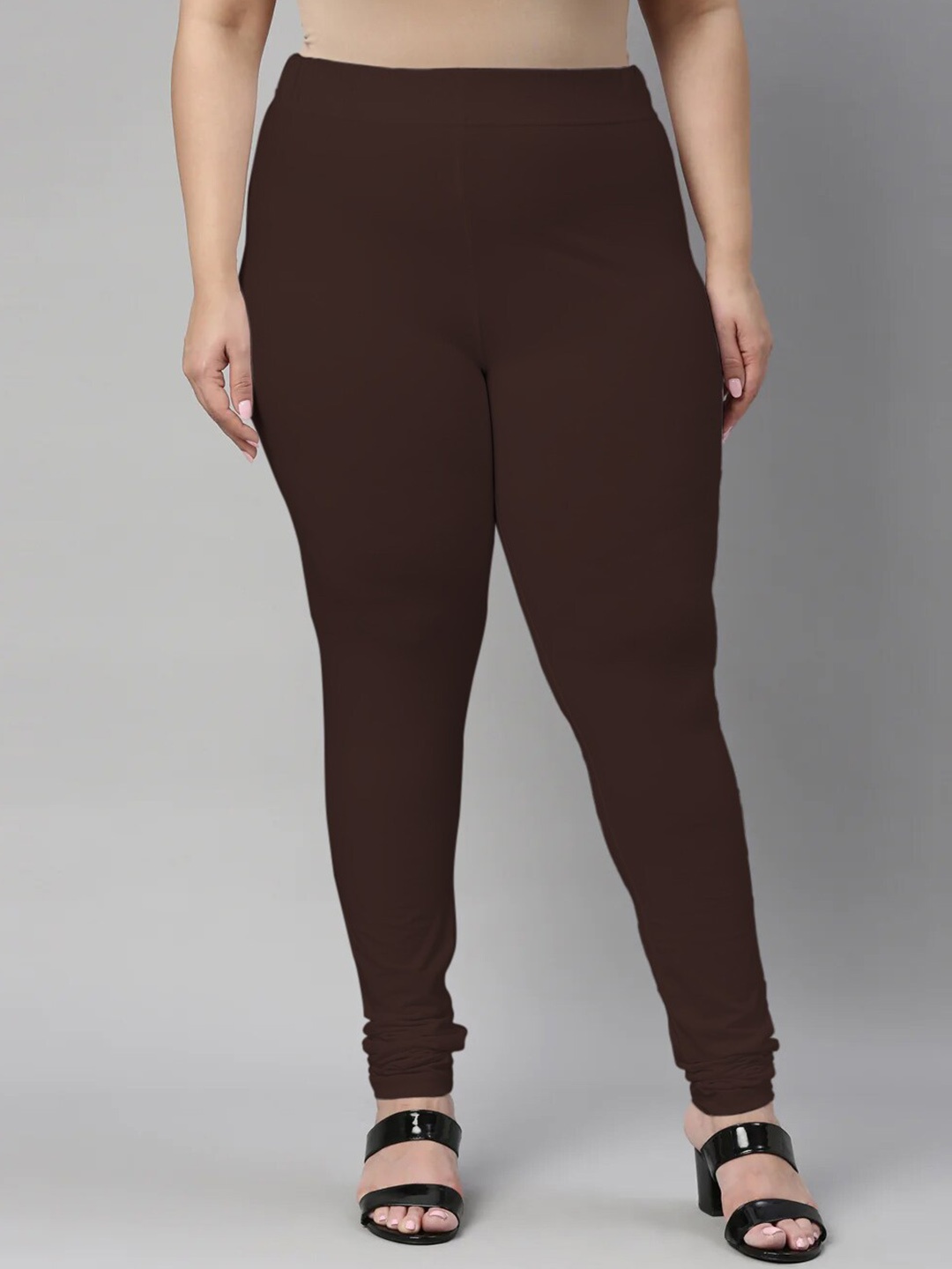 

SANADO Plus Size Churidar Length Leggings, Brown