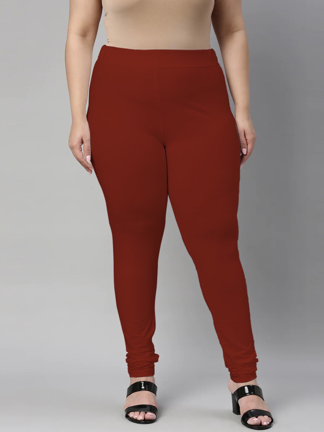 

SANADO Plus Size Churidar Length Leggings, Rust