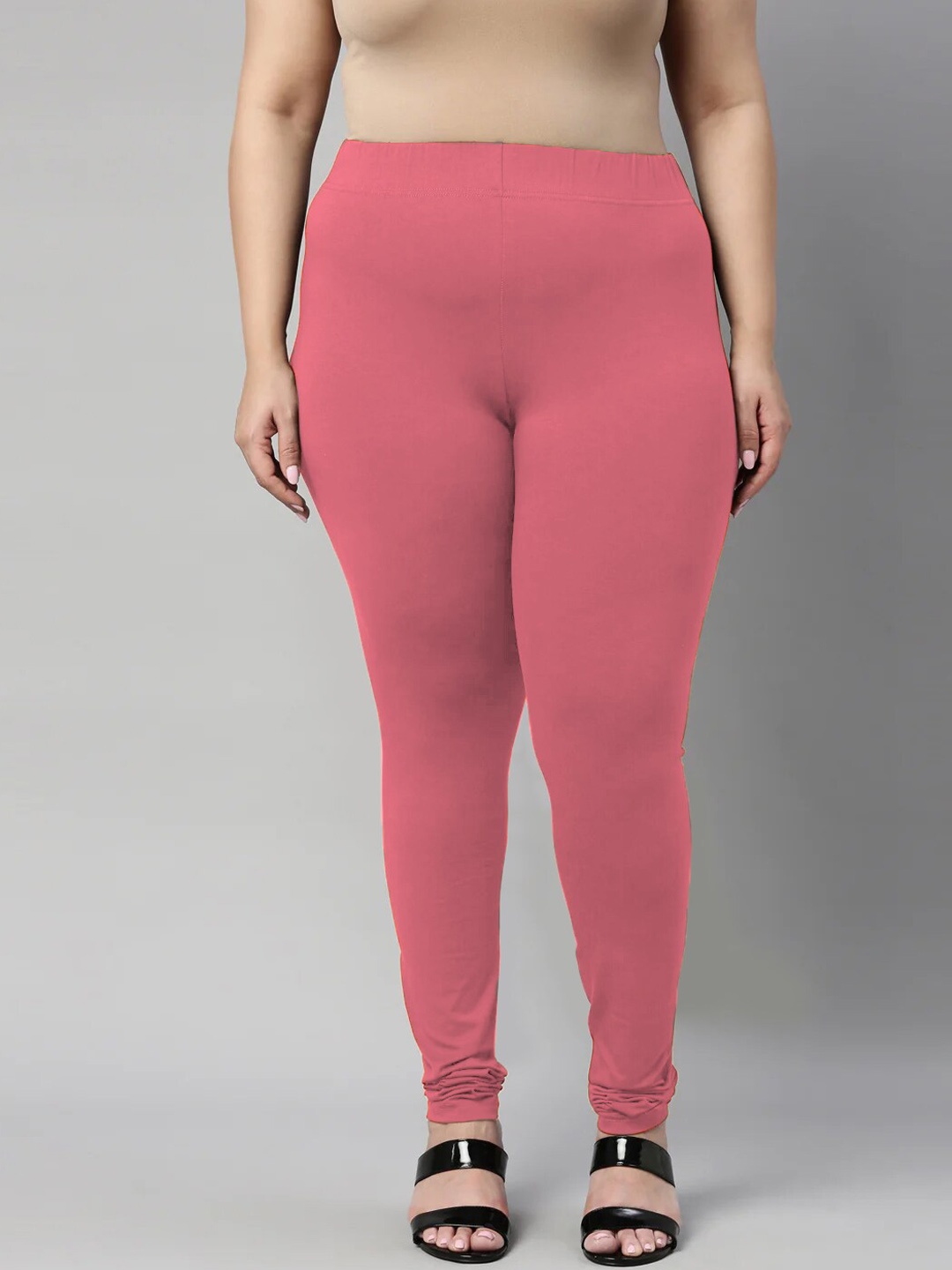 

SANADO Plus Size Churidar Length Leggings, Pink