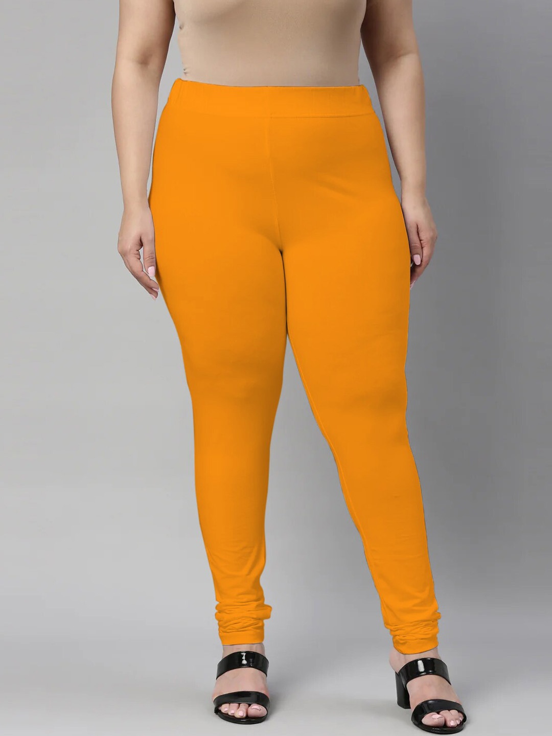 

SANADO Plus Size Churidar Length Leggings, Orange