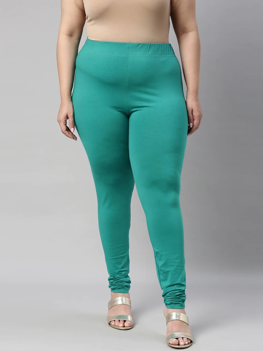 

SANADO Plus Size Churidar Length Leggings, Green