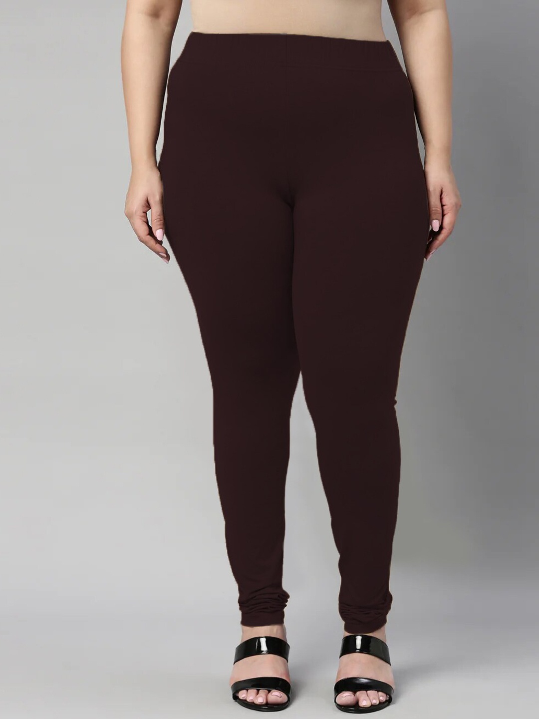 

SANADO Plus Size Churidar Length Leggings, Brown
