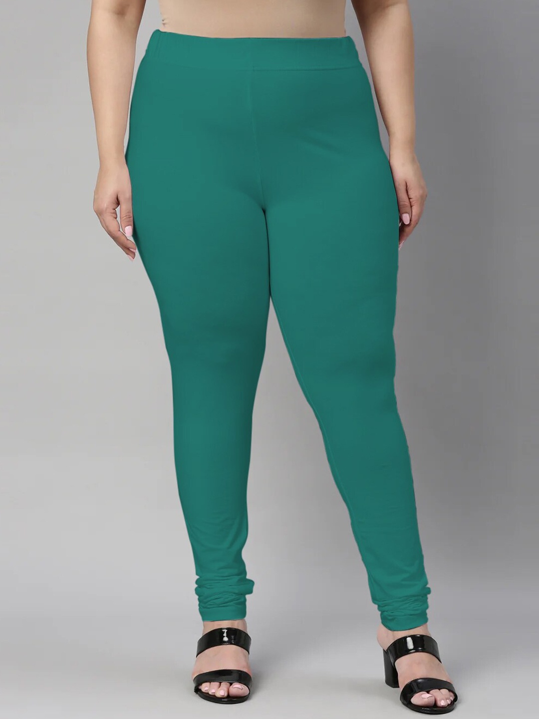 

SANADO Plus Size Churidar Length Leggings, Green