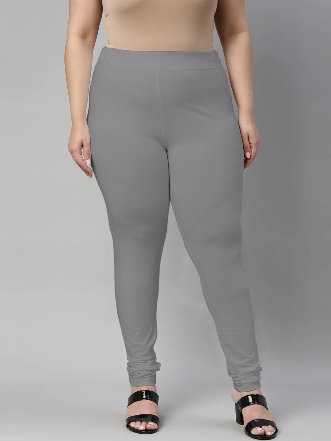 

SANADO Plus Size Churidar Length Leggings, Grey