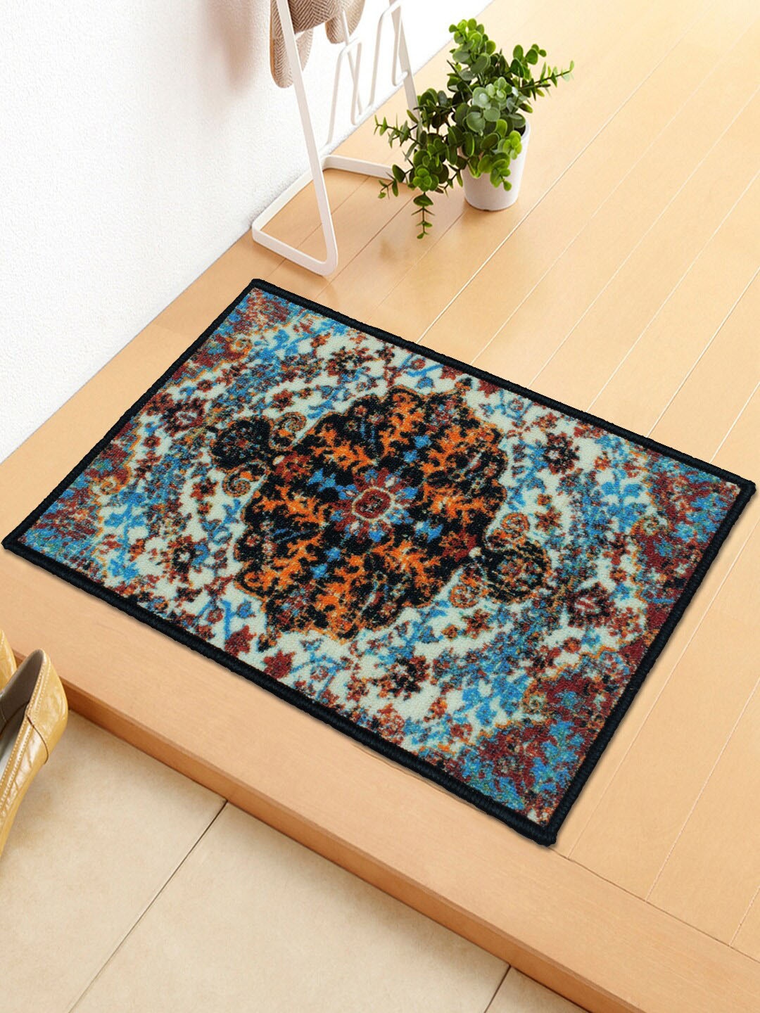 

Story@home Orange & Blue Printed Anti-Skid Doormat