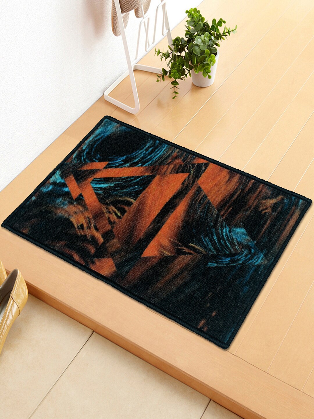 

Story@home Black & Orange Abstract Printed Anti-Skid Doormat