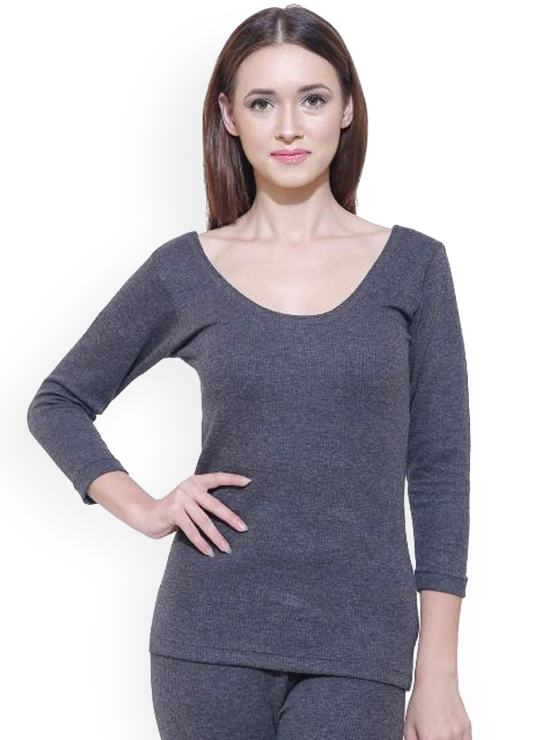 

BODYCARE INSIDER Round Neck Wool Thermal Top, Charcoal